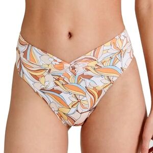 L* SPACE Nancy Lee Reversible Swim Bikini Bottom Bitsy Cut Sunshine Floral NWOT